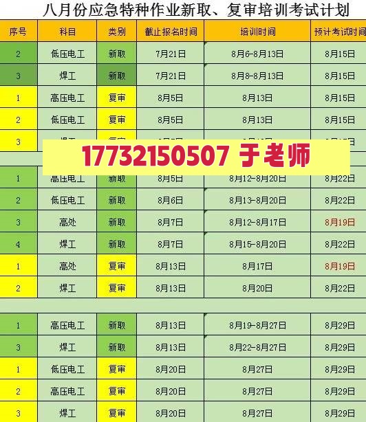 2025年8月石家莊電工證培訓(xùn)和考試安排